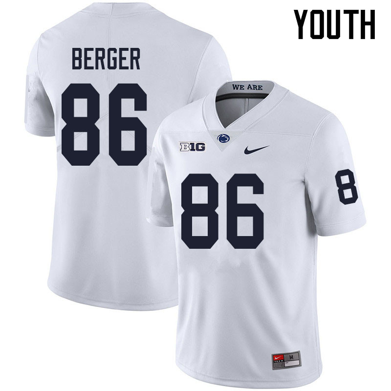 NCAA Nike Youth Penn State Nittany Lions Alec Berger #86 College Football Authentic White Stitched Jersey ODX1598SJ